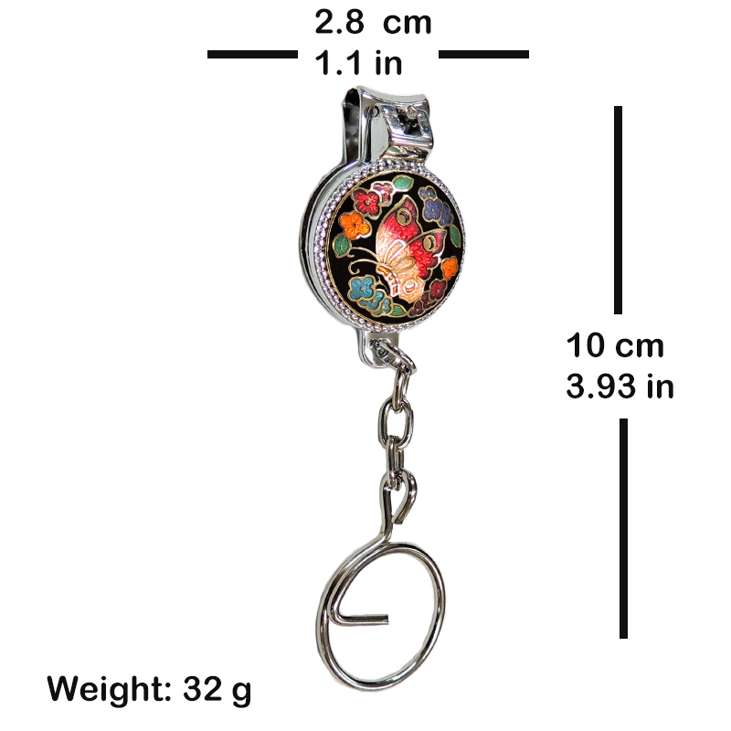 enamel logo round shaped nail clipper key chain